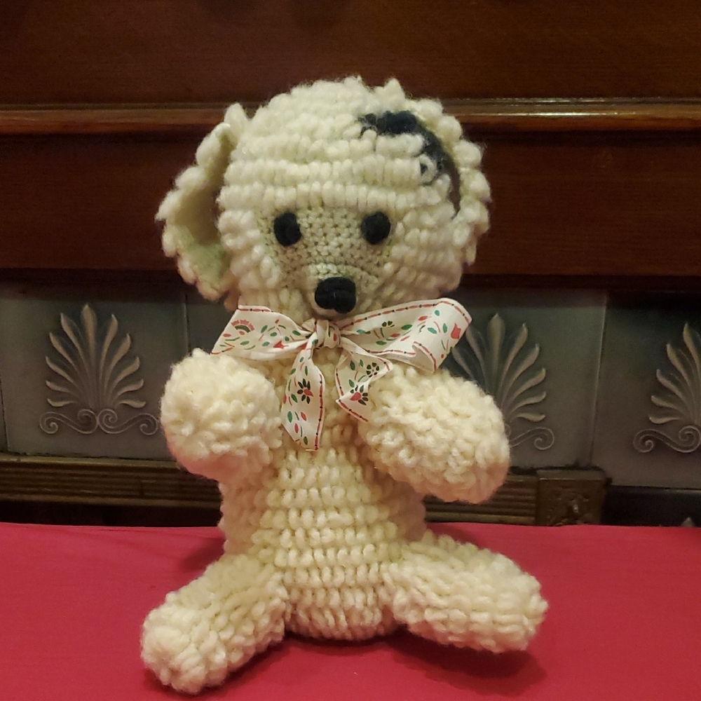 Handcrafted Cream Plush Bear 🐻  Toy with Decorative Bow